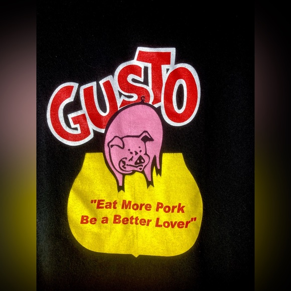 Vintage Eat More Pork Be A Better Lover Black Tank Top Size M - Picture 2 of 6